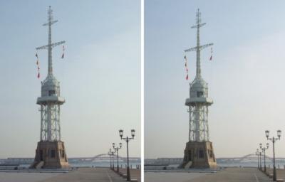 神戸ハーバーランド 神戸港旧信号所 平行法3D立体写真