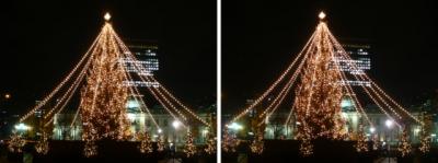 OSAKA光のルネサンス ザ・ワールドリンキングツリー 交差法3Dステレオ写真