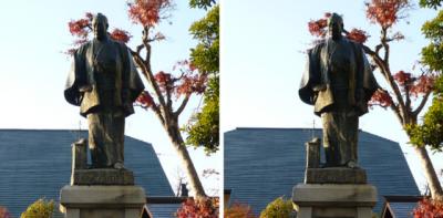 香川県さぬき市志度 平賀源内銅像 平行法3Dステレオ写真
