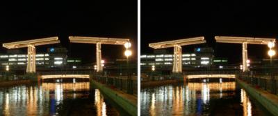 神戸ハーバーランドの はねっこ橋イルミネーション 平行法3D立体写真