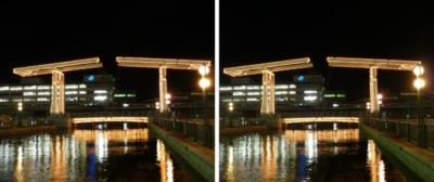 神戸ハーバーランドの はねっこ橋イルミネーション 交差法3Dステレオ写真