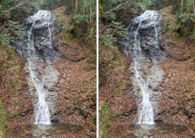京都・大原 音無の滝　平行法3Dステレオ立体写真