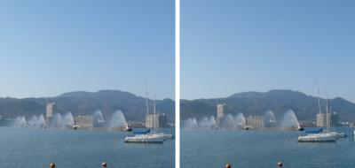 琵琶湖の大噴水 交差法ステレオ立体視３Ｄ写真