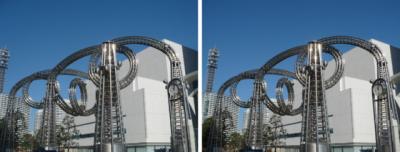 横浜ランドマークプラザ・クイーンズタワー間のオブジェ 平行法3Dステレオ立体写真