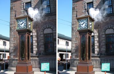 小樽 蒸気時計 平行法3Dステレオ立体写真