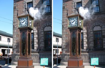 小樽 蒸気時計 交差法ステレオ立体視３Ｄ写真
