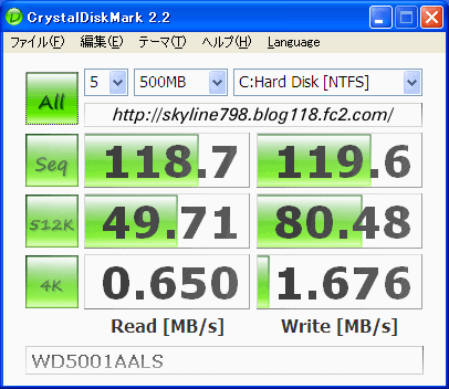 WD5001AALS CrystalDiskMark 500MB