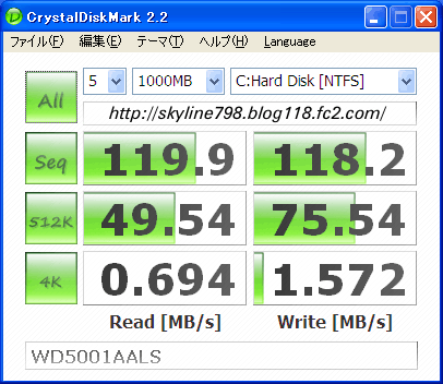 WD5001AALS CrystalDiskMark 1000MB