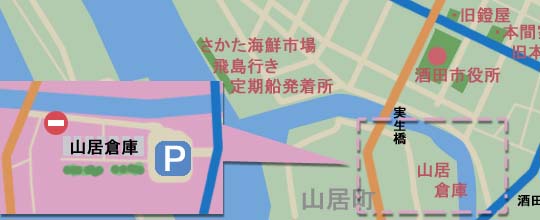 山居倉庫の場所・地図